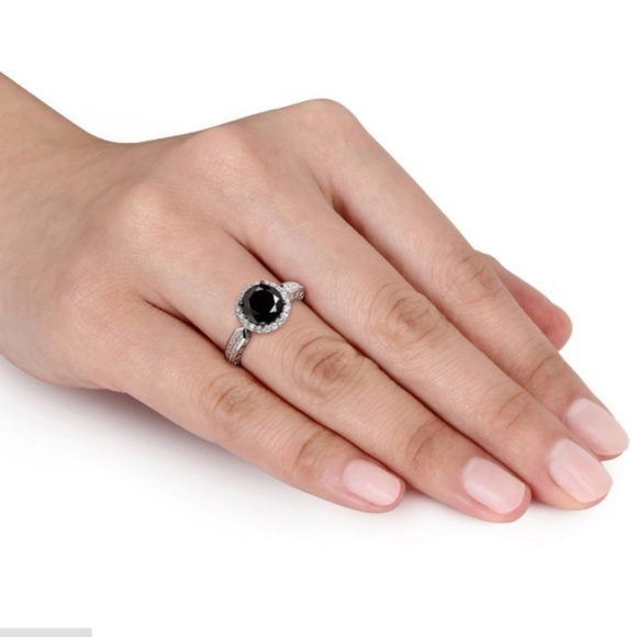 925 Silver Round Cut Black Sapphire Ring - Picture 4 of 4